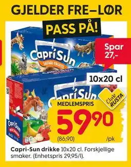 Rusta Capri-Sun drikke, Medlemspris tilbud