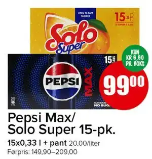 Pepsi Max/Solo Super 15-pk