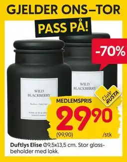 Rusta Duftlys Elise, Medlemspris tilbud