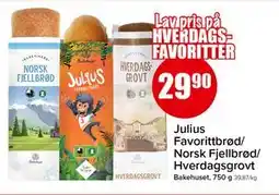 Spar Julius Favorittbrød/ Norsk Fjellbrød/ Hverdagsgrovt tilbud