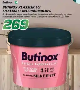 Coop Byggmix BUTINOX KLASSISK 10/ SILKEMATT INTERIØRMALING tilbud