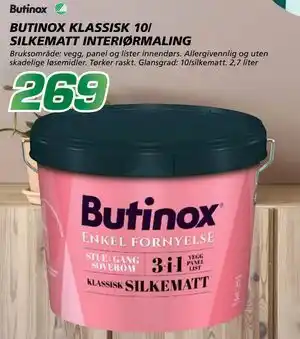 BUTINOX KLASSISK 10/ SILKEMATT INTERIØRMALING