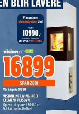 Obs Bygg VISIONLINE LIVING I40-3 ELEMENT PEISOVN tilbud
