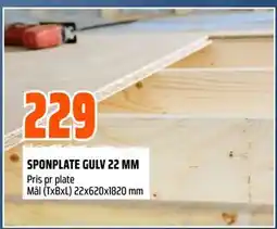 Obs Bygg SPONPLATE GULV 22 MM tilbud