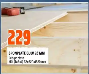 SPONPLATE GULV 22 MM