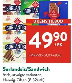 Jacobs Sørlandsis/Sandwich tilbud