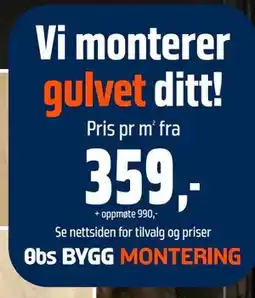 Obs Bygg Vi monterer gulvet ditt! tilbud