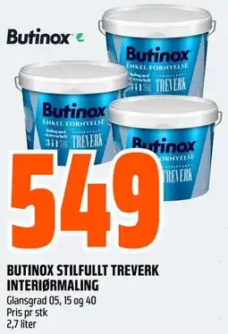 Obs Bygg BUTINOX STILFULLT TREVERK INTERIØRMALING tilbud