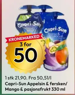 Gigaboks Capri-Sun Appelsin & fersken/ Mango & pasjonsfrukt 330 ml tilbud