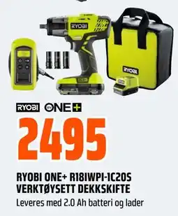 Obs Bygg RYOBI ONE+ R18IWPI-1C20S VERKTØYSETT DEKKSKIFTE tilbud