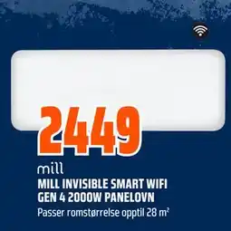 Obs Bygg MILL INVISIBLE SMART WIFI GEN 4 2000W PANELOVN tilbud