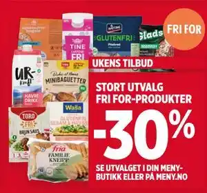 Meny STORT UTVALG FRI FOR-PRODUKTER tilbud