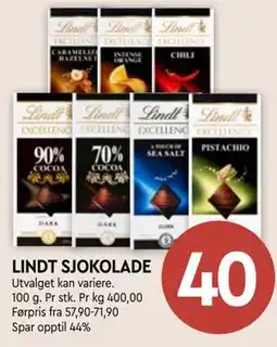 Coop Mega LINDT SJOKOLADE tilbud
