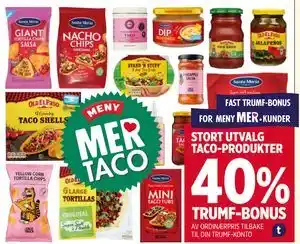 Meny STORT UTVALG TACO-PRODUKTER tilbud