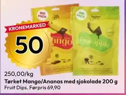 Gigaboks Tørket Mango/Ananas med sjokolade tilbud