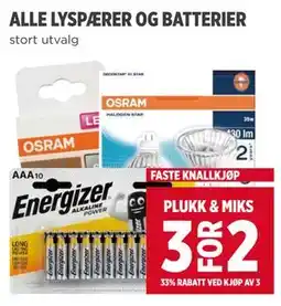 Meny ALLE LYSPÆRER OG BATTERIER tilbud