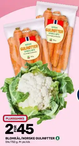 Coop Marked BLOMKÅL/NORSKE GULRØTTER tilbud
