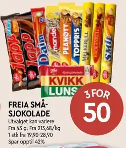 Coop Mega FREIA SMÅ- SJOKOLADE tilbud