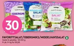 Coop Mega FAVORITTSALAT/ISBERGMIKS/MIDDELHAVSSALAT tilbud