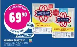 Coop Obs NORVEGIA SKIVET OST, Medlemspris tilbud
