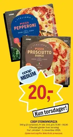 Coop Prix COOP STEINOVNSPIZZA, Medlemspris tilbud