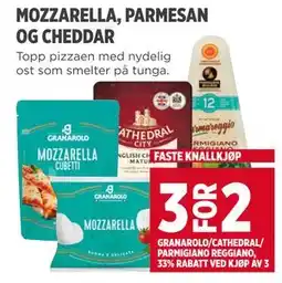 Meny MOZZARELLA, PARMESAN OG CHEDDAR tilbud