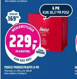 Coop Obs FRIELE FROKOSTKAFFE 6 PK, Medlemspris tilbud