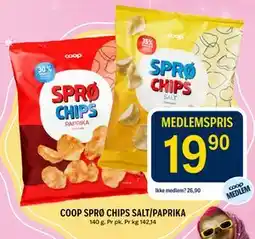 Coop Prix COOP SPRØ CHIPS SALT/PAPRIKA tilbud