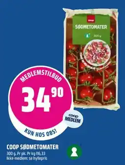 Coop Obs COOP SØDMETOMATER, Medlemspris tilbud