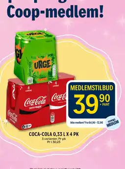 Coop Prix Coca-Cola 0,33 L X 4 PK tilbud