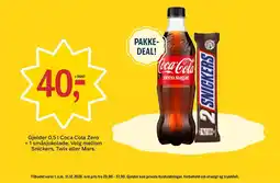 Coop Prix Coca Cola Zero + 1 småsjokolade tilbud