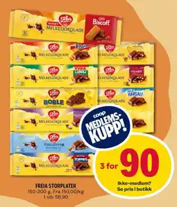 Coop Prix Freia storplater tilbud