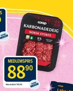 Coop Prix Coop karbonadeideig tilbud