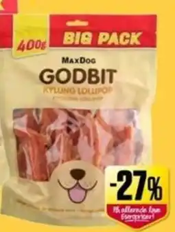 Europris MaxDog godbit kylling lollipop tilbud