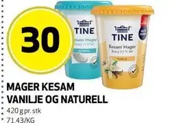 Bunnpris MAGER KESAM VANILJE OG NATURELL tilbud