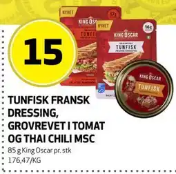 Bunnpris TUNFISK FRANSK DRESSING, GROVREVET I TOMAT OG THAI CHILI MSC tilbud