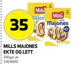 Bunnpris MILLS MAJONES EKTE OG LETT tilbud
