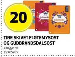 Bunnpris TINE SKIVET FLØTEMYSOST OG GUDBRANDSDALSOST tilbud
