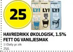 Bunnpris HAVREDRIKK ØKOLOGISK, 1.5% FETT OG VANILJESMAK tilbud
