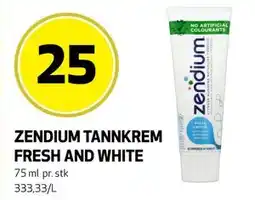 Bunnpris ZENDIUM TANNKREM FRESH AND WHITE tilbud