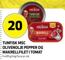 Bunnpris TUNFISK MSC OLIVENOLJE PEPPER OG MAKRELLFILET I TOMAT tilbud