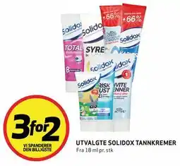 Bunnpris UTVALGTE SOLIDOX TANNKREMER tilbud