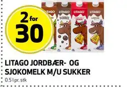 Bunnpris LITAGO JORDBÆR- OG SJOKOMELK M/U SUKKER tilbud