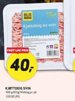 Bunnpris KJØTTDEIG SVIN tilbud