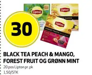 Bunnpris BLACK TEA PEACH & MANGO, FOREST FRUIT OG GRØNN MINT tilbud