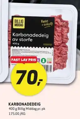 Bunnpris KARBONADEDEIG tilbud