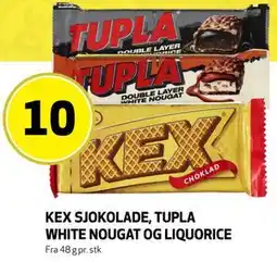 Bunnpris KEX SJOKOLADE, TUPLA WHITE NOUGAT OG LIQUORICE tilbud