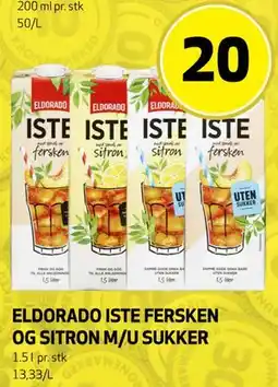 Bunnpris ELDORADO ISTE FERSKEN OG SITRON M/U SUKKER tilbud