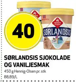 Bunnpris SØRLANDSIS SJOKOLADE OG VANILJESMAK tilbud