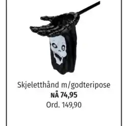 Nille Skjeletthånd m/godteripose tilbud
